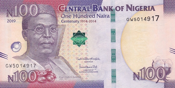 P41b Nigeria 100 Naira Year 2019 (Comm.)